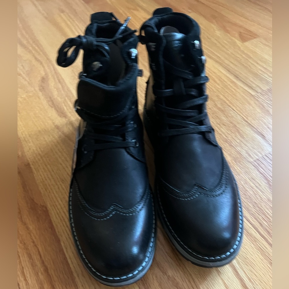 New Members Only Mens Legacy Black Leather Wing Tip Lace Up Boots Size 8